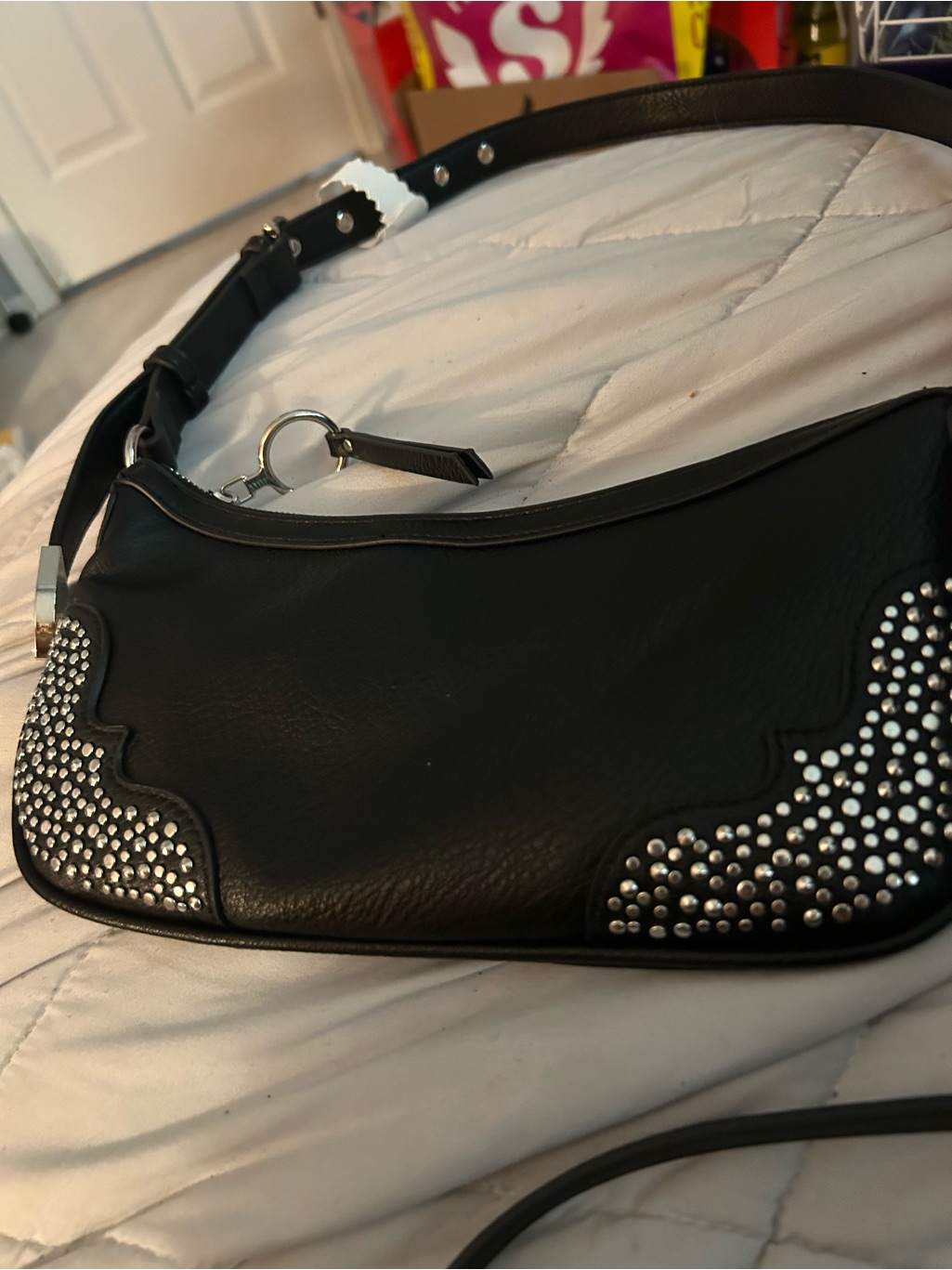 Jessica Simpson Black Shoulder Bag With Silver Studs